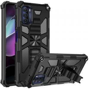 For Moto G 5G 2022 Machine Magnetic Kickstand Case Cover - Black
