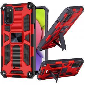 For Samsung Galaxy A03s 2022 Machine Magnetic Kickstand Case Cover - Red