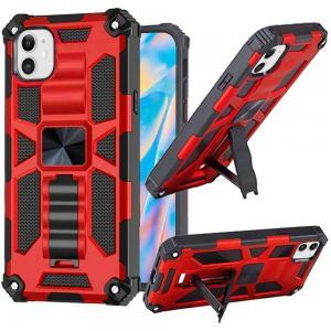 Machine Built-In Kickstand Case Magnetic Mount For IPhone 12 Mini - Red