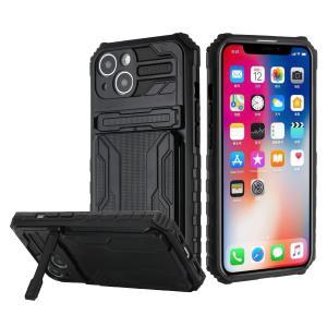 For iPhone 13 Pro Max Multiple Card Holder Kickstand Hybrid Case Cover - Bl