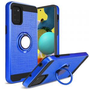 Metallic Brushed Magnetic Ring Stand Hybrid Case For Samsung A51 5G - Blue