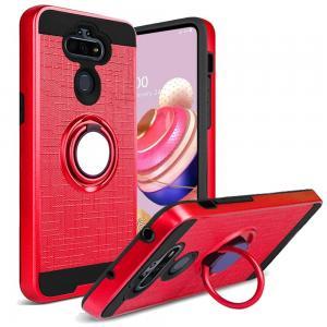 Metallic Brushed Magnetic Ring Stand Hybrid Case For LG Aristo 5 - Red