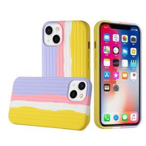 For iPhone 13 Pro Novelty Silicone Thick Woven Design Case Cover - Colorful