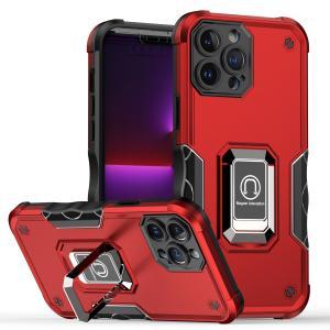 For iPhone 15 Pro OPTIMUM Magnetic Ring Stand Hybrid Case Cover - Red