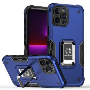 For iP15 Pro Max OPTIMUM Magnetic Ring Stand Hybrid Case Cover - Blue