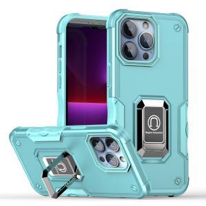 For iPhone 15 OPTIMUM Magnetic Ring Stand Hybrid Case Cover - Teal