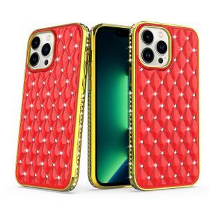 For Apple iPhone 11 (XI6.1) Radiant Chrome Diamonds Hybrid Case Cover - Red