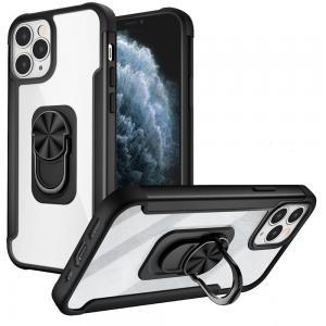 For Apple iPhone 11 (XI6.1) Aluminium Alloy Magnetic Ring Stand Hybrid Case