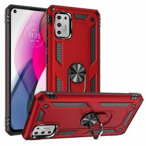 Magnetic Ring Kickstand Hybrid Case Cover - For Moto G Stylus 2021 - Red