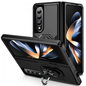 For Samsung Galaxy Z Fold 4 Solid Color Matte Finish Magnetic Ring Stand Hy