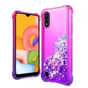 Liquid Glitter Quicksand Two Tone Shock Proof - For Samsung A01 - Hot Pink/