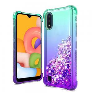 Liquid Glitter Quicksand Two Tone Shock Proof - For Samsung A01 - Teal/Purp