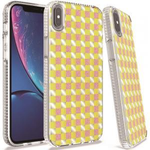For Apple iPhone XR Trendy Fashion Design Hybrid Case Cover - Yellow Square