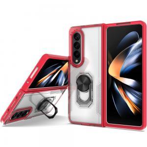 For Samsung Galaxy Z Fold 4 Transparent Magnetic Ring Stand Hybrid Case Cov