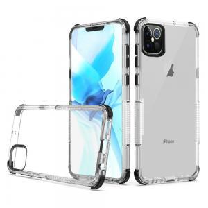 For iPhone 12/12 Pro Ultra Bumper Transparent Hybrid Case Cover - Clear/Bla