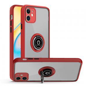 Transparent Hybrid MagRing Case for iPhone 12 Mini - Red
