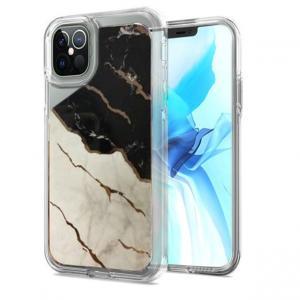 Reflective Hybrid Defender Case for  IPhone 11 Pro Max -Black/White Marble