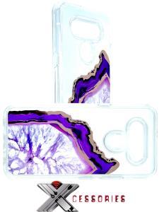 Reflective Hybrid Defender Case for LG k51 -Purple Marble - Purple Marble