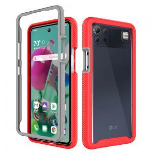 Shockproof Heavy Duty Bumper Case For LG K92 5G - Clear/Red