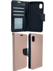 Wallet Flip Case For Samsung A10e - Carbon Fiber Pink