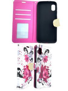 Wallet Flip Case For Samsung A10e - Rose Pink Flower