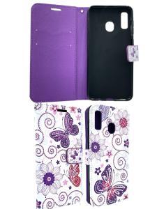 Wallet Flip Case For Samsung A20 - Butterfly