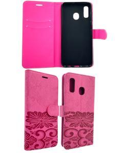Wallet Flip Case For Samsung A20 - Rose Red
