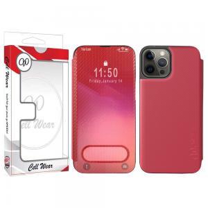 Carbon Fiber Touch Enabled Portfolio Case-Red-For iPhone 12 Pro Max