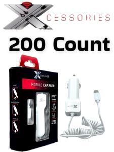 200 Count of Xcessories Car Charger for Type C