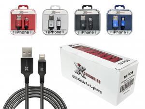 10 Count of Crystal Box USB cable for iPhone